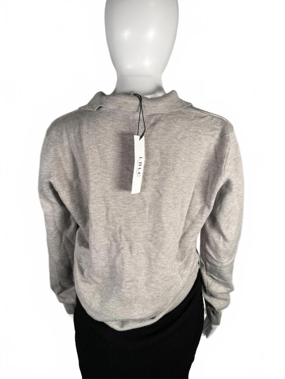 NWT LBLC The Label Womens Heather Grey Christina Collared V Neck Top Size Large - Picture 6 of 7